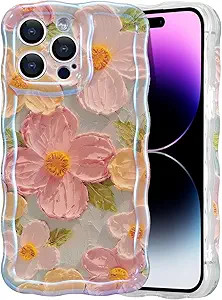 EYZUTAK Case for iPhone 16 Pro Max, Colorful Retro Oil Painting Printed Flower Laser Glossy Patte... | Amazon (US)