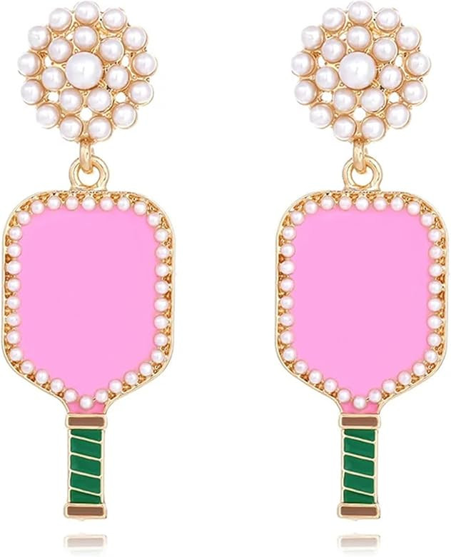 Pickleball Paddle Earrings Resin Green Pink Cut Pickleball Racket Dangling Earrings Sports Fans Jewelry Favor Gift - Pickleball Earrings - Pickleball Jewelry | Amazon (US)