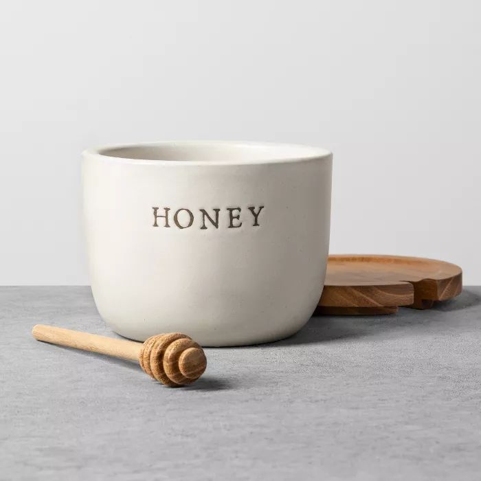 Stoneware Honey Pot with Acacia Wood Dipper and Lid - Hearth & Hand&#8482; with Magnolia | Target