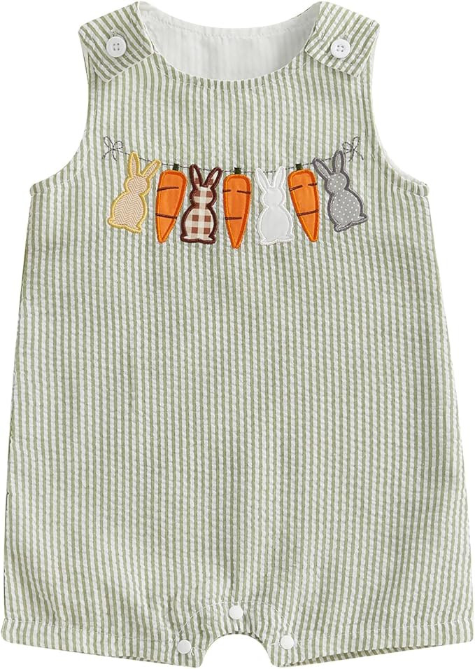 Baby Boy Easter Outfit Sleeveless Shorts Jumpsuit Romper Newborn Infant One Piece Clothes 0 3 6 9... | Amazon (US)