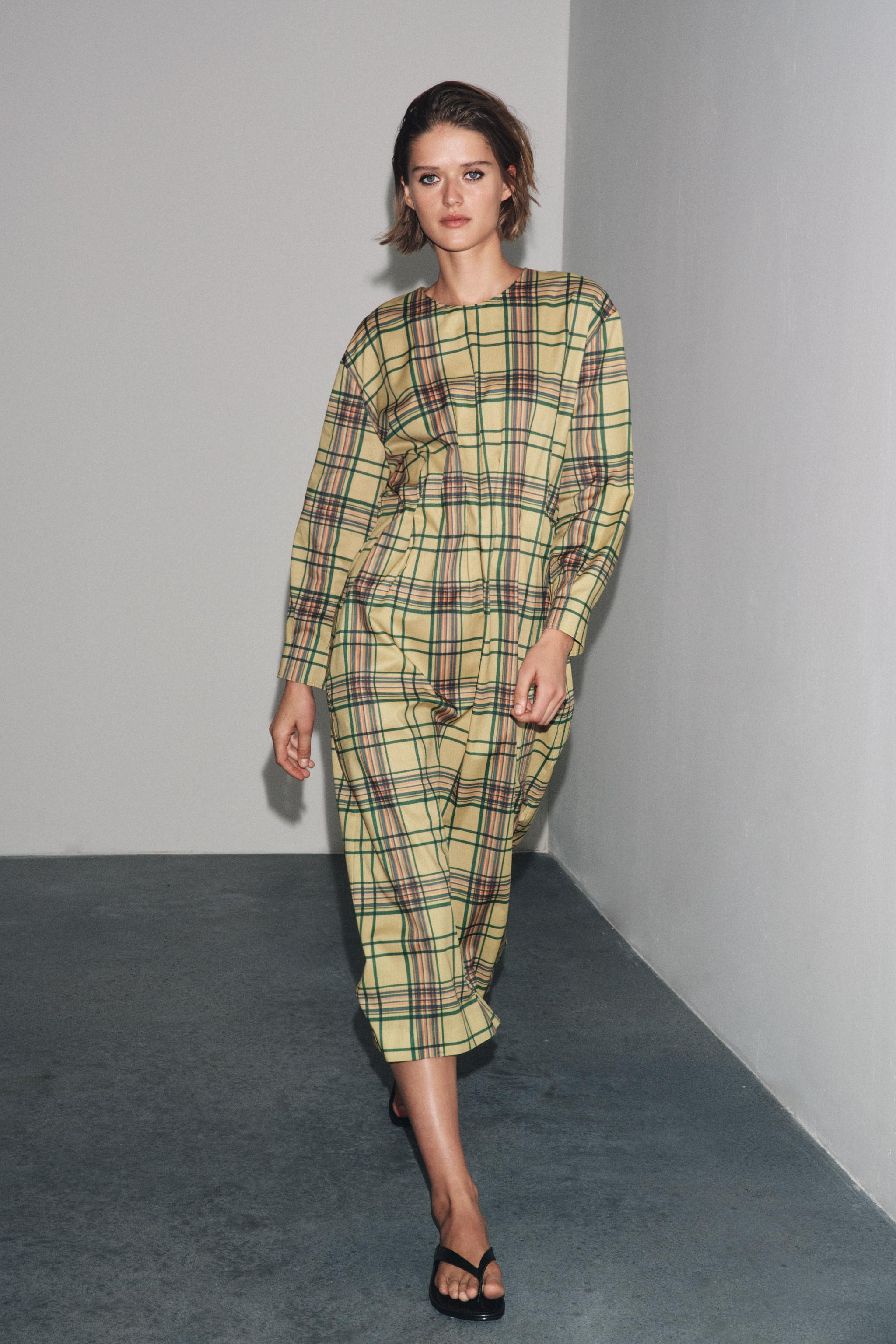 ZW COLLECTION PLAID MIDI DRESS | Zara US