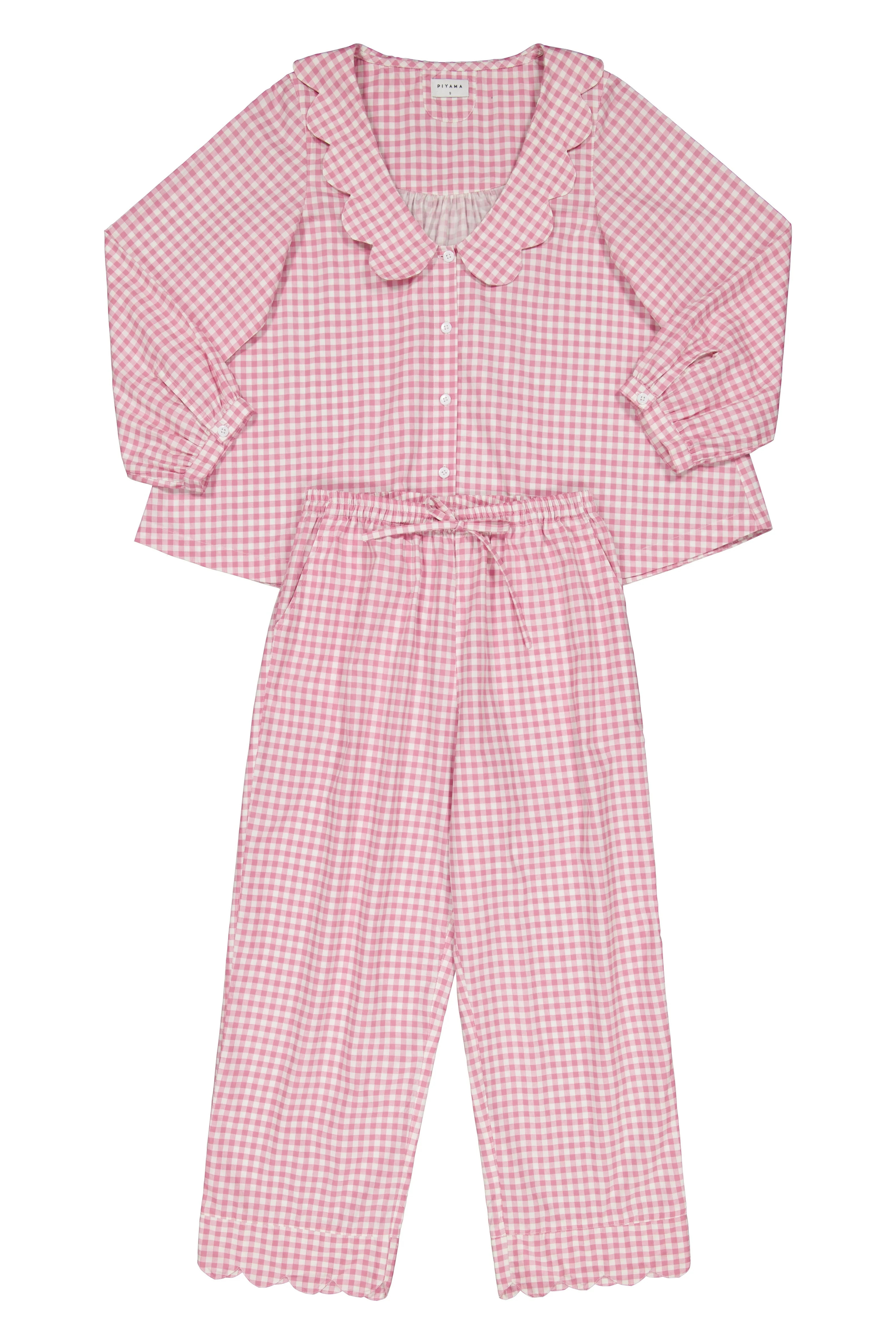 Penelope Sleep Set - Long - Gingham - Berry | Piyama US