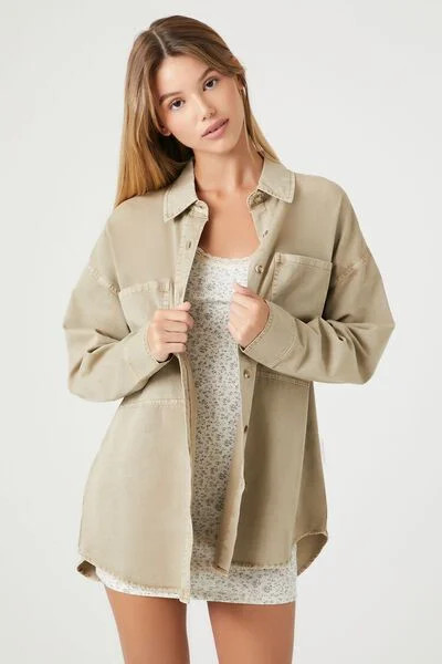 Twill Oversized Button-Up Shirt | Forever 21 (US)