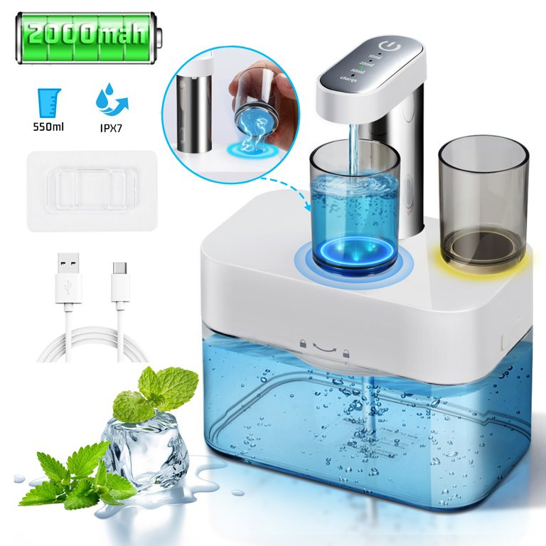 Electric Automatic Mouthwash Dispenser Touchless with 2 Magnetic Cups, USB Rechargeable Wall Moun... | Walmart (US)
