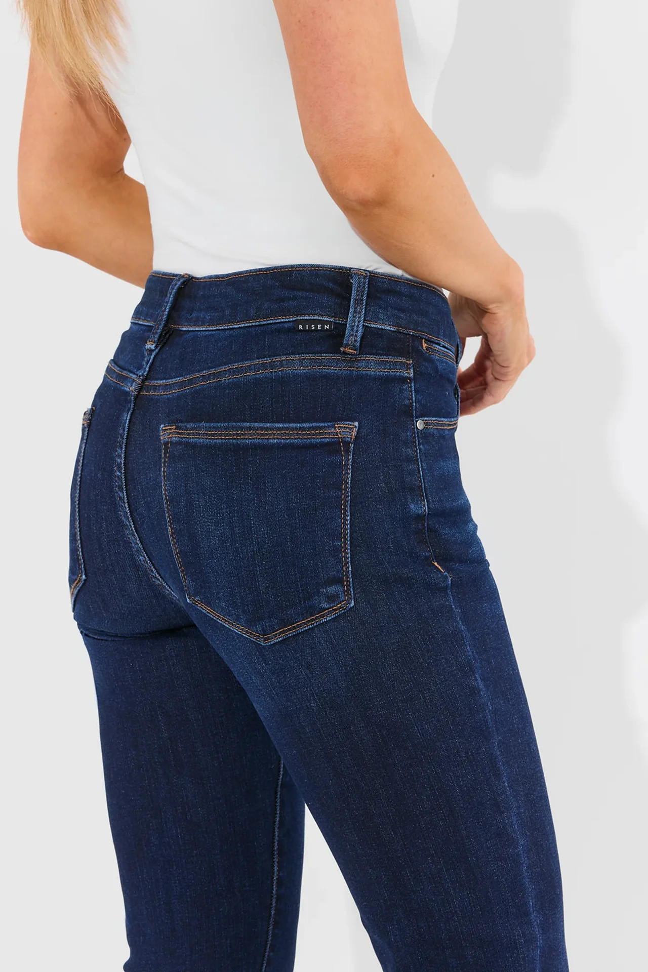 Becca Dark Wash Kick Flare Cropped Jeans | Avara