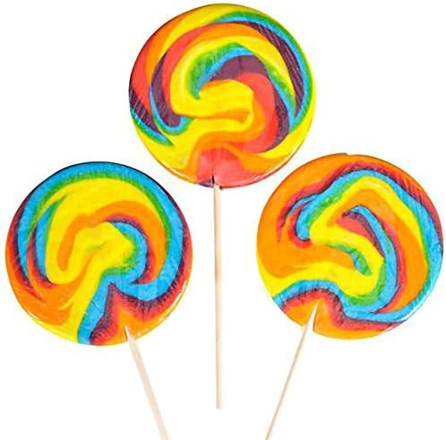 Jumbo Rainbow Swirl Lollipop, Mixed Fruit Flavor, Individually Wrapped, 4" Inch Sucker (3-Pack) | Amazon (US)