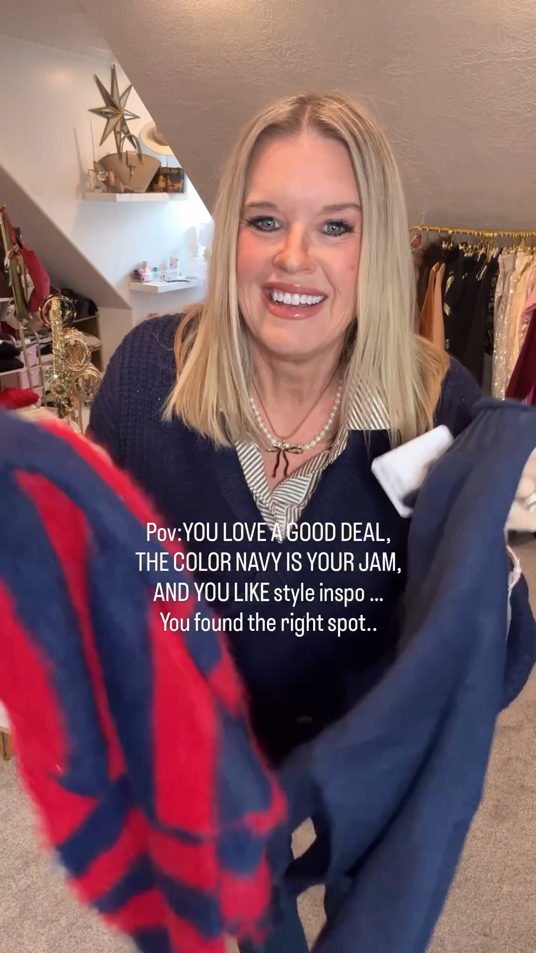 POV: You love a good deal, you like good quality, and Navy’s your jam… and you find me✔️

Styling 3 navy sweaters you’ll love and would make great gifts too!🎁

Jean’s in all 3 style is the itty bitty bootie by wit wisdom fits tts in a 4

#1 Double breasted, bell sleeve cardigan tts in a med in all sweaters. 

Stripe top with white collar and cuff

#2 crew neck cardigan a great basic for any wardrobe and perfect alone or layered, also great for over shoulders (see3)

White Tee underneath for a touch of color 

Horse bit necklace handmade and a great gift 

Suede bomber style jacket / reminds me of a members only
Jacket  tts  

#3 wide stripe crewneck in a mohair type feeling and looking sweater (super soft)  

Navy crew over shoulder 


#LTKootd #LTKFindsUnder50 #LTKSaleAlert