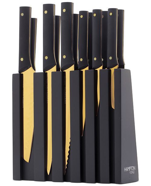 Knight Gold 13-Pc. Titanium-Plated Cutlery Block Set | Macys (US)