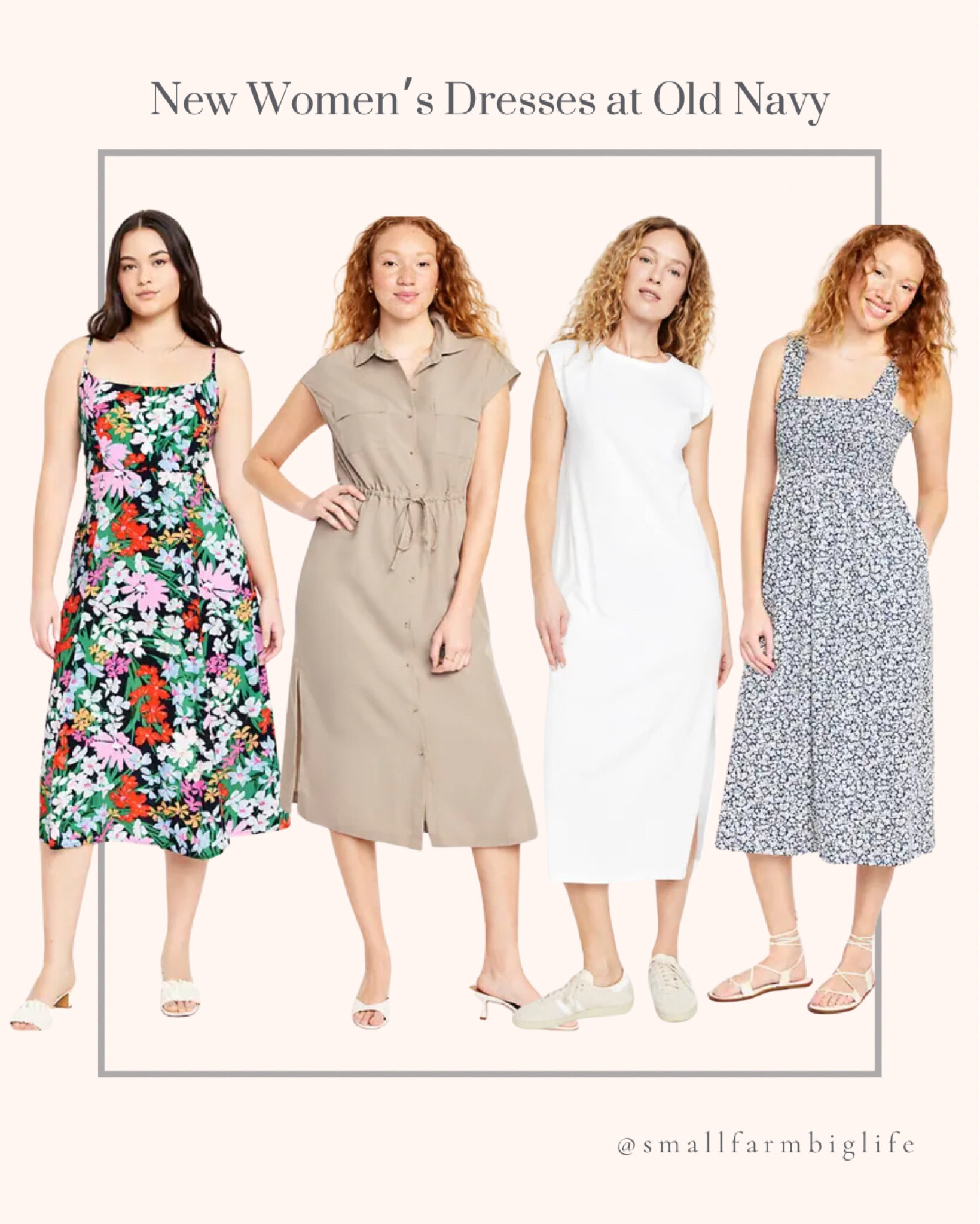 New women’s dresses at Old Navy. Sleeveless maxi column dress. Fit and flare cami midi dress. Waist defined utility midi dress. Smocked midi dress. Spring women’s clothes  

#LTKmidsize #LTKfindsunder50 #LTKover40