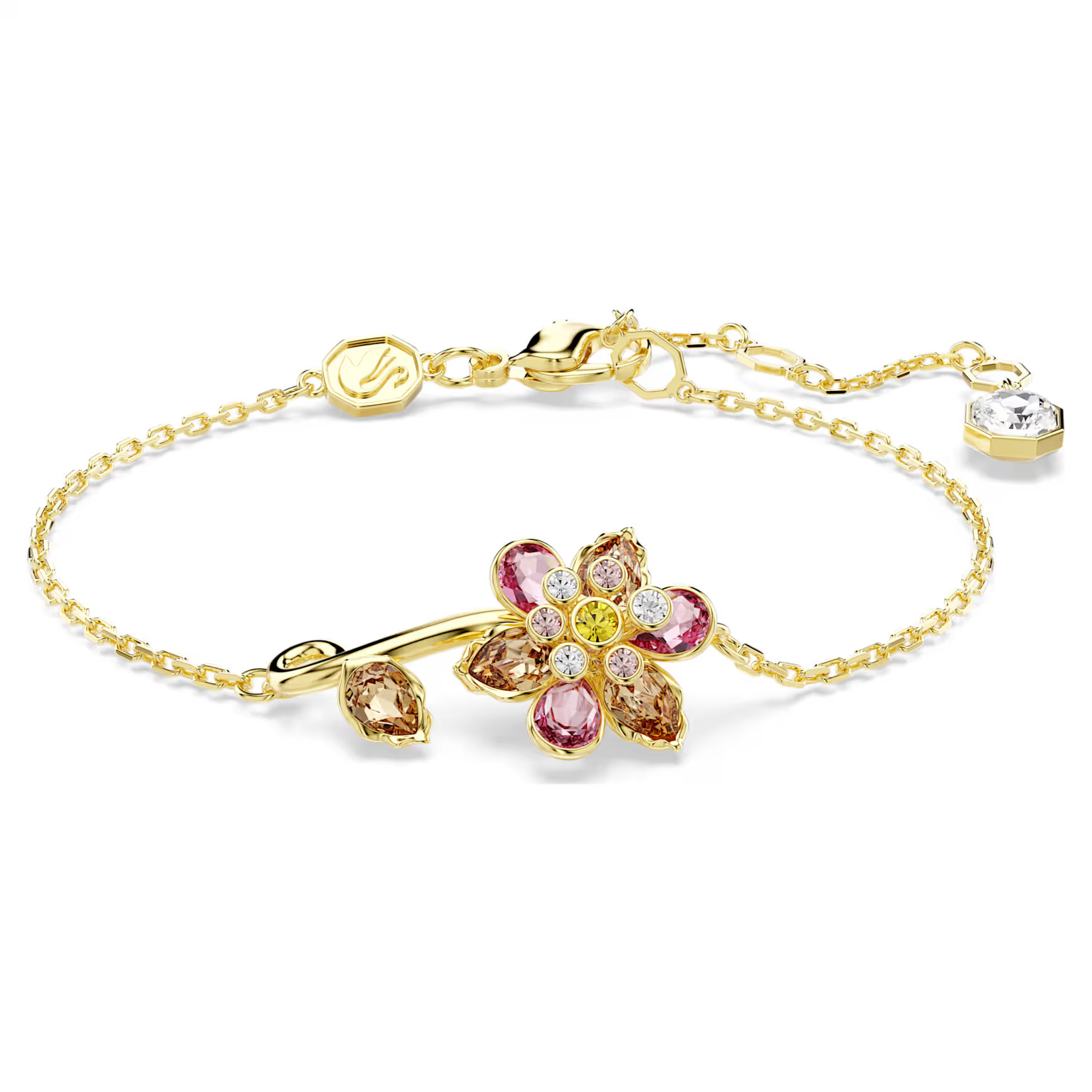 Idyllia bracelet, Mixed cuts, Flower, Multicolored, Gold-tone plated by SWAROVSKI | SWAROVSKI