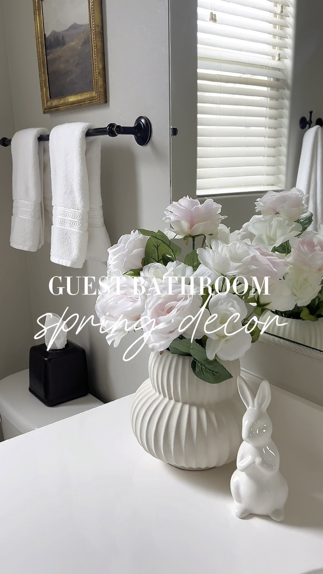 Guest bathroom spring decor!  Follow @lifeinmyarizonahome on Instagram for more inspiration. 

I added some spring florals and a couple bunnies to get this space ready for spring. I also love this beautiful diamond runner that I can use all year long!

#LTKSeasonal #LTKHome #LTKWatchNow