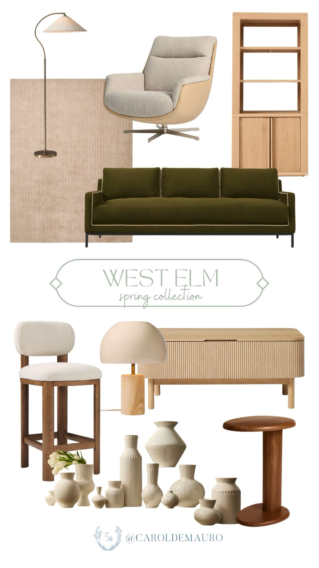 Adding something new to your home might be the thing you need! So here are West Elm's new Spring home collection you'll be obsessed with, from the velvet couch, bookshelf, ceramic vases, to chic lamps, and many more.

home upgrade, furniture finds, neutral home, modern design, living room, entryway decor, reading nook, seating inspo

#LTKSeasonal #LTKU #LTKHome