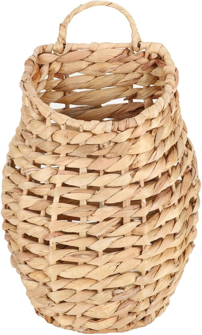 YRMT Water Hyacinth Woven Hanging Basket Wall Hanging Basket Decorative Front Door Basket Decor f... | Amazon (US)