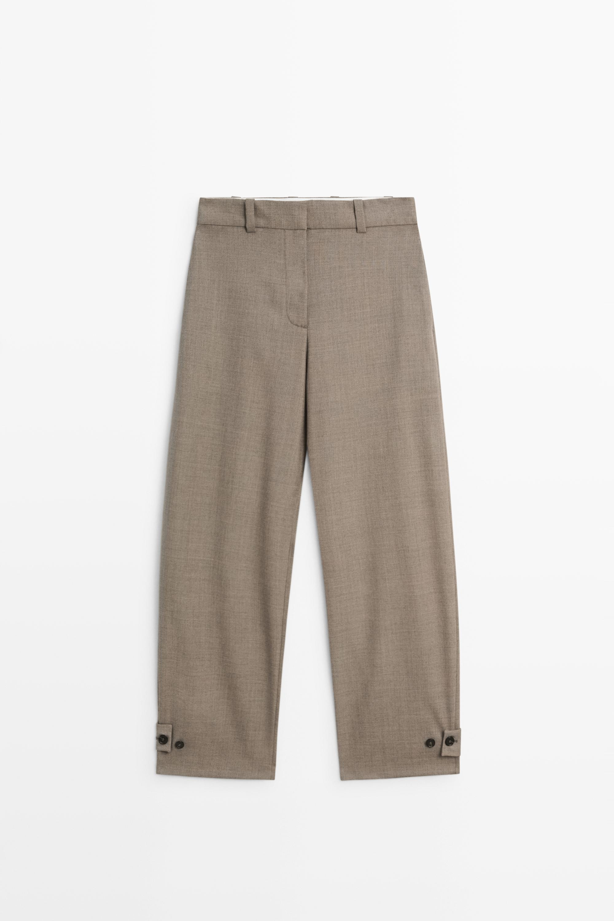 Pantalon 100 % laine \u00e0 pinces et d\u00e9tail bas | Massimo Dutti FR