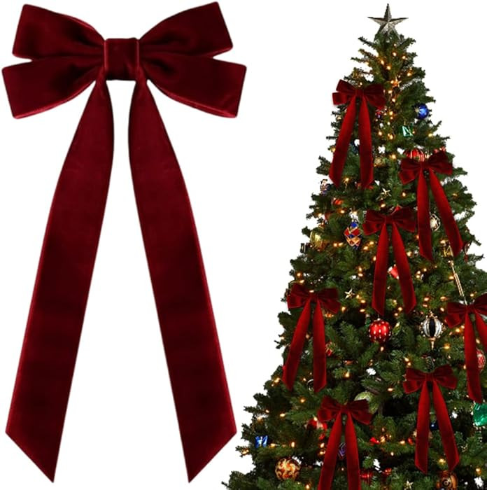 10 PCS Velvet Christmas Tree Bows with Hair Clip, 2025 New Velvet Christmas Tree Bow for Gift, Vi... | Amazon (US)