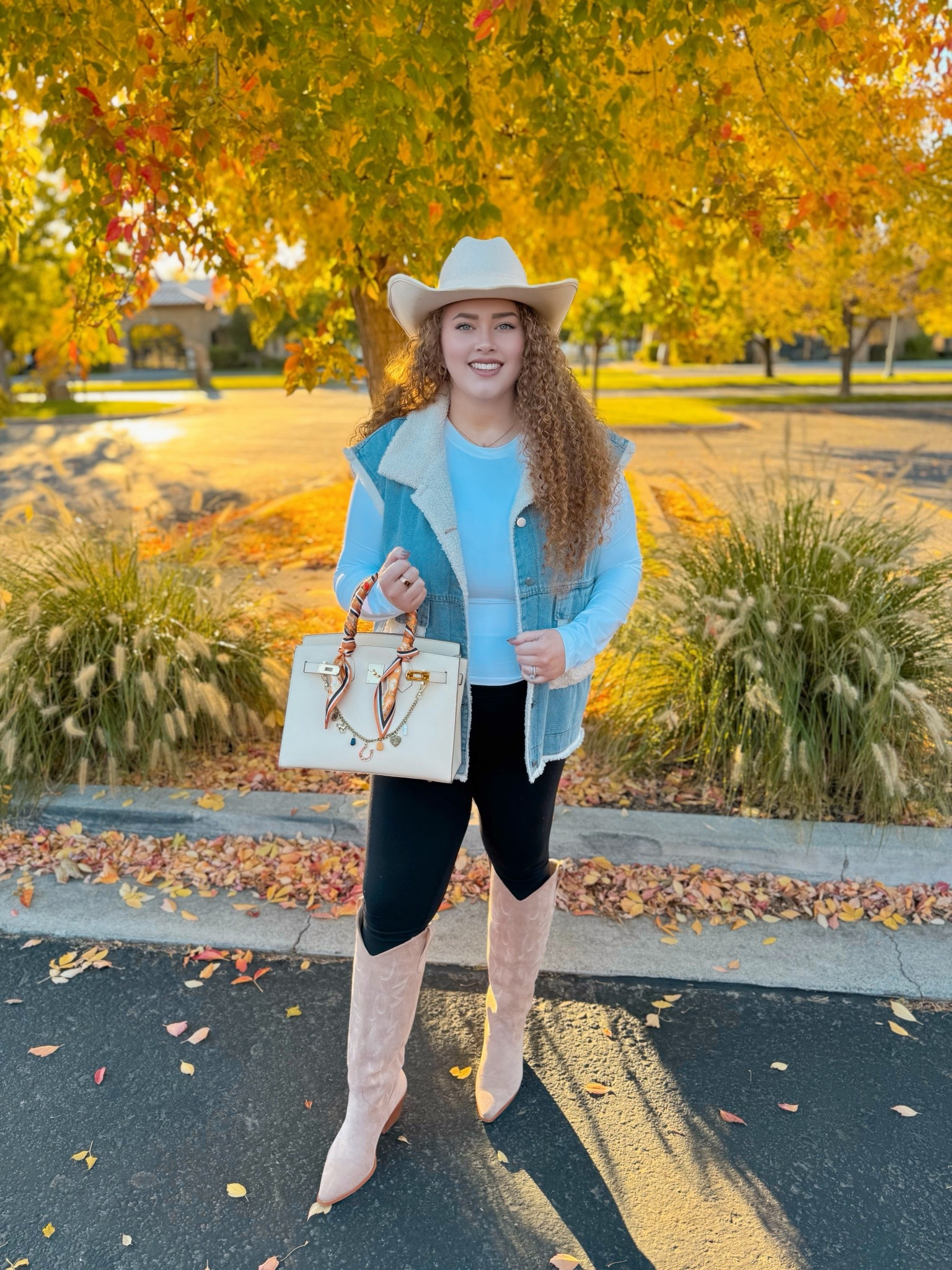 Fall layering, western style 🍂🤠 This faux shearling lined denim vest is my go to for cozy cool vibes. Everything linked for your own autumn cowgirl look ✨ western fall outfit | western fall look | boho cowgirl | Nashville outfit | Nashville bachelorette look | country concert outfit | western concert outfit | concert season | cowgirl boots | amazon cowgirl boots | beige cowgirl boots | amazon beige cowgirl boots | amazon boots | amazon finds | amazon fashion | amazon outfit | amazon look | amazon concert outfit | amazon concert finds | western concert outfit | western fashion | amazon western fashion | amazon western outfit | vest | amazon vest | amazon denim vest | oversized denim vest | leggings | amazon leggings | black leggings | leggings outfit | western leggings outfit | white long sleeve top | Amazon white fitted top | amazon cowgirl hat | cowgirl hat | amazon neutral cowgirl hat | fall concert | fall concert outfit | fall western outfit 

#LTKStyleTip #LTKMidsize #LTKSaleAlert