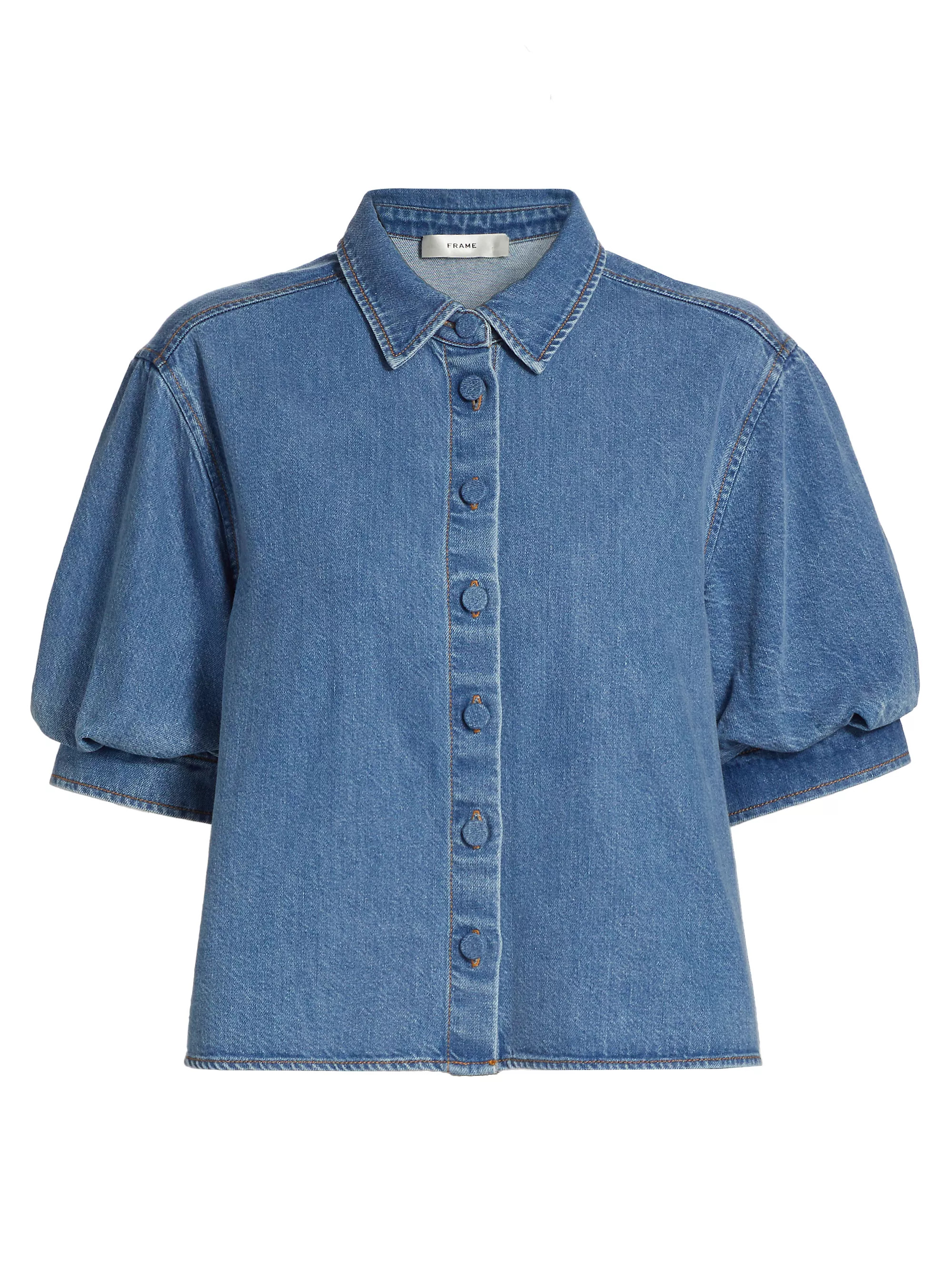 The Billow Sleeve Denim Shirt | Saks Fifth Avenue