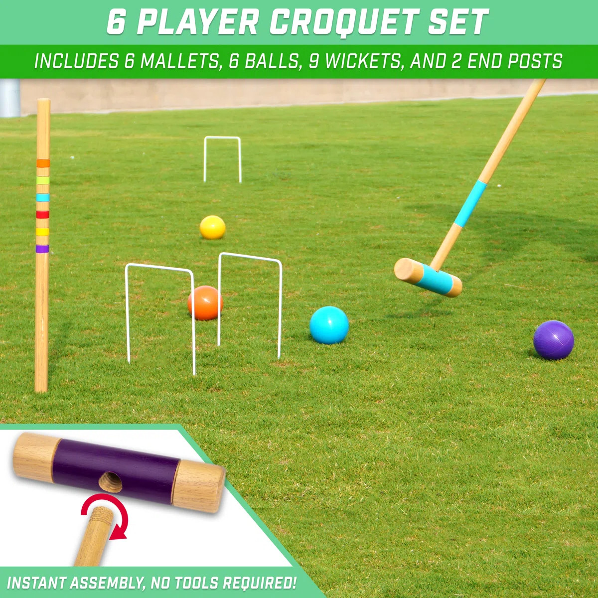 GoSports Standard Croquet Set - 28 Inch Mallets | Wayfair North America