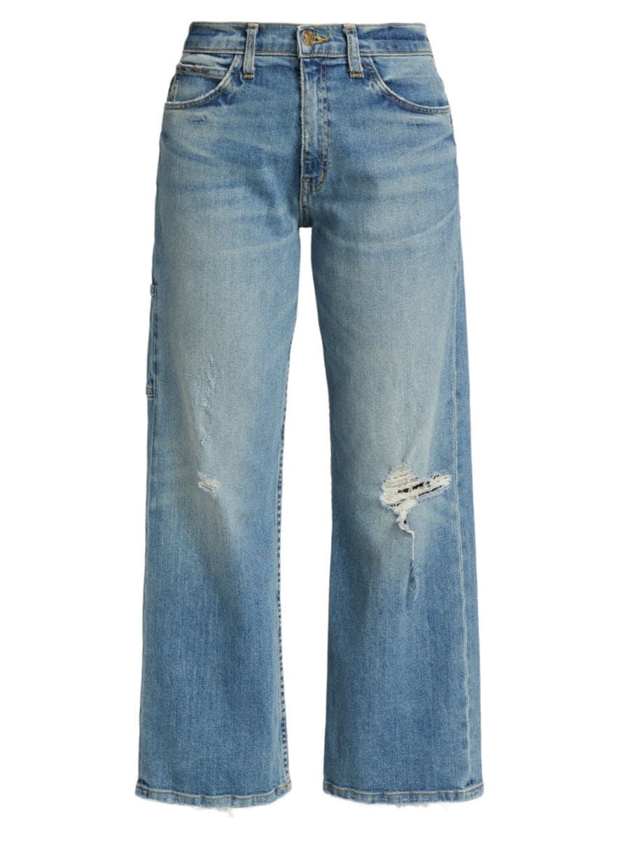 Violette Distressed Mid-Rise Wide-Leg Jeans | Saks Fifth Avenue