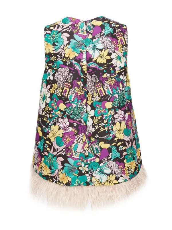 La Scala feather-trim jacquard top | Farfetch Global