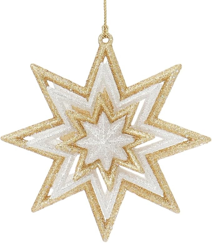 Acrylic Gold and Silver Sunflower and Snowflake Ornaments, 6 Assorted | Amazon (US)