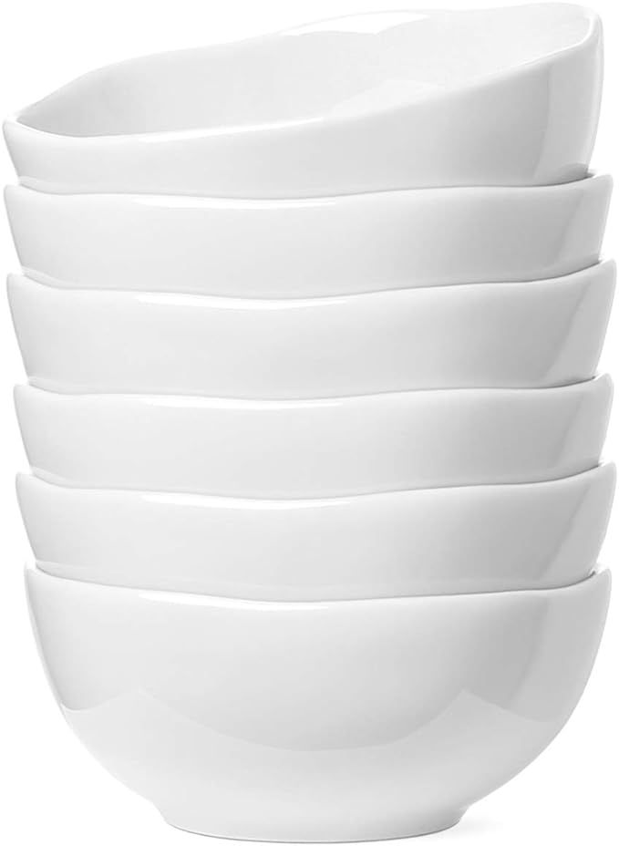 LE TAUCI Cereal Bowls Set 22 Ounce, Ceramic Bowls for Soup, Cereal, Salad, Dessert, Set of 6- Whi... | Amazon (US)