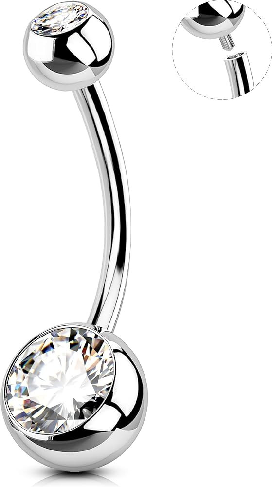OUFER Belly Button Rings Surgical Stee, Internally Threaded Belly Rings, 14G Belly Piercing Jewel... | Amazon (US)