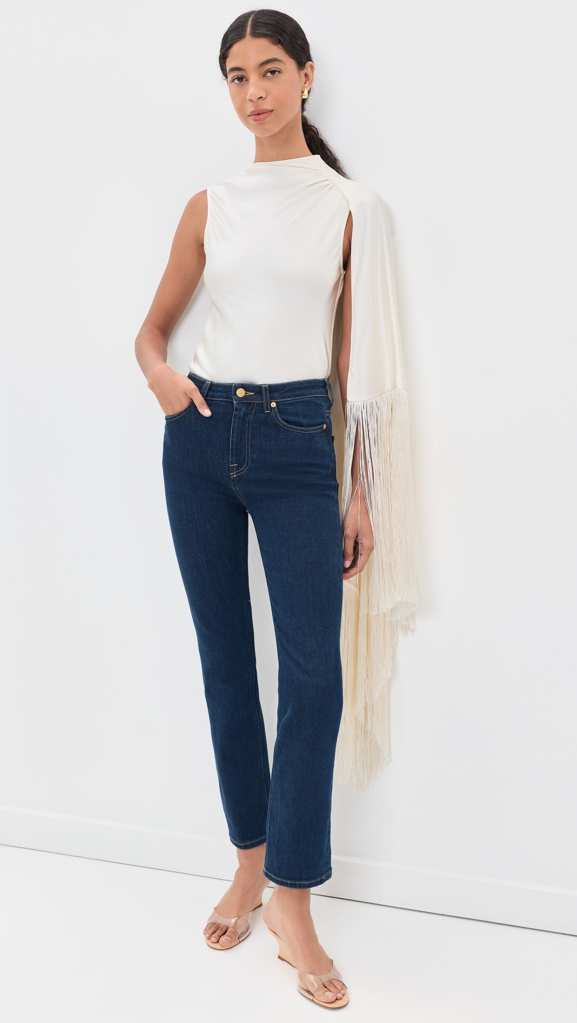 Satin Fringed Scarf Top | Shopbop