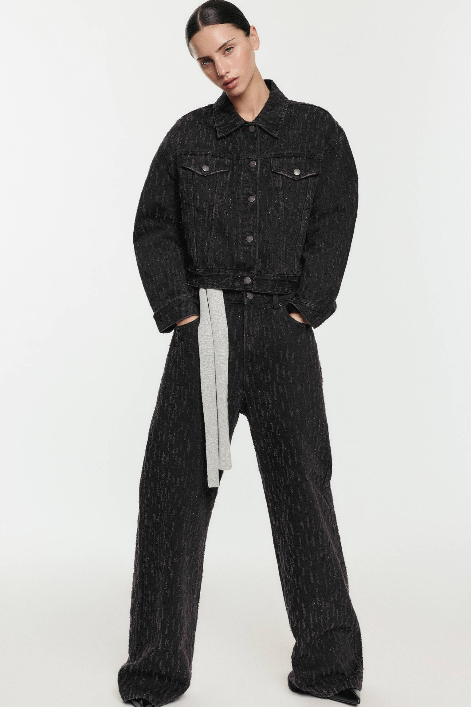 Straight-leg jeans with shimmery texture - pull&bear | PULL and BEAR UK