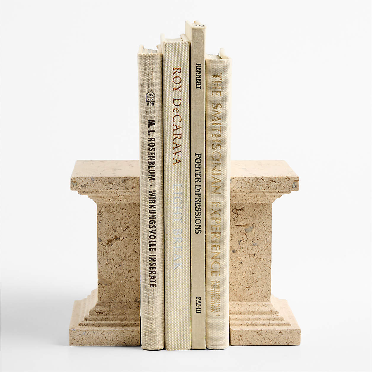 Roma Travertine Bookends, Set of 2 | Crate & Barrel | Crate & Barrel