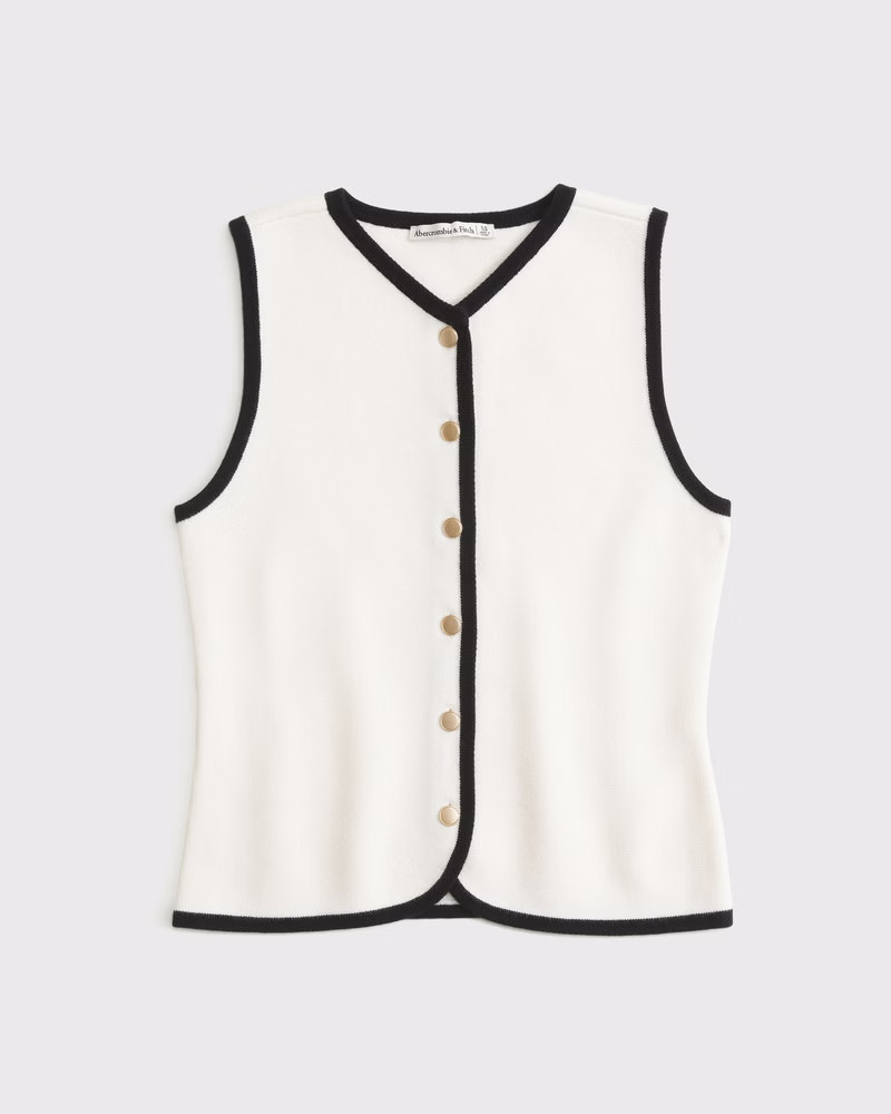 Abercrombie & Fitch Women's The A&F Mara High-V LuxeLoft Sweater Vest in Cream - Size XXS | Abercrombie & Fitch (US)