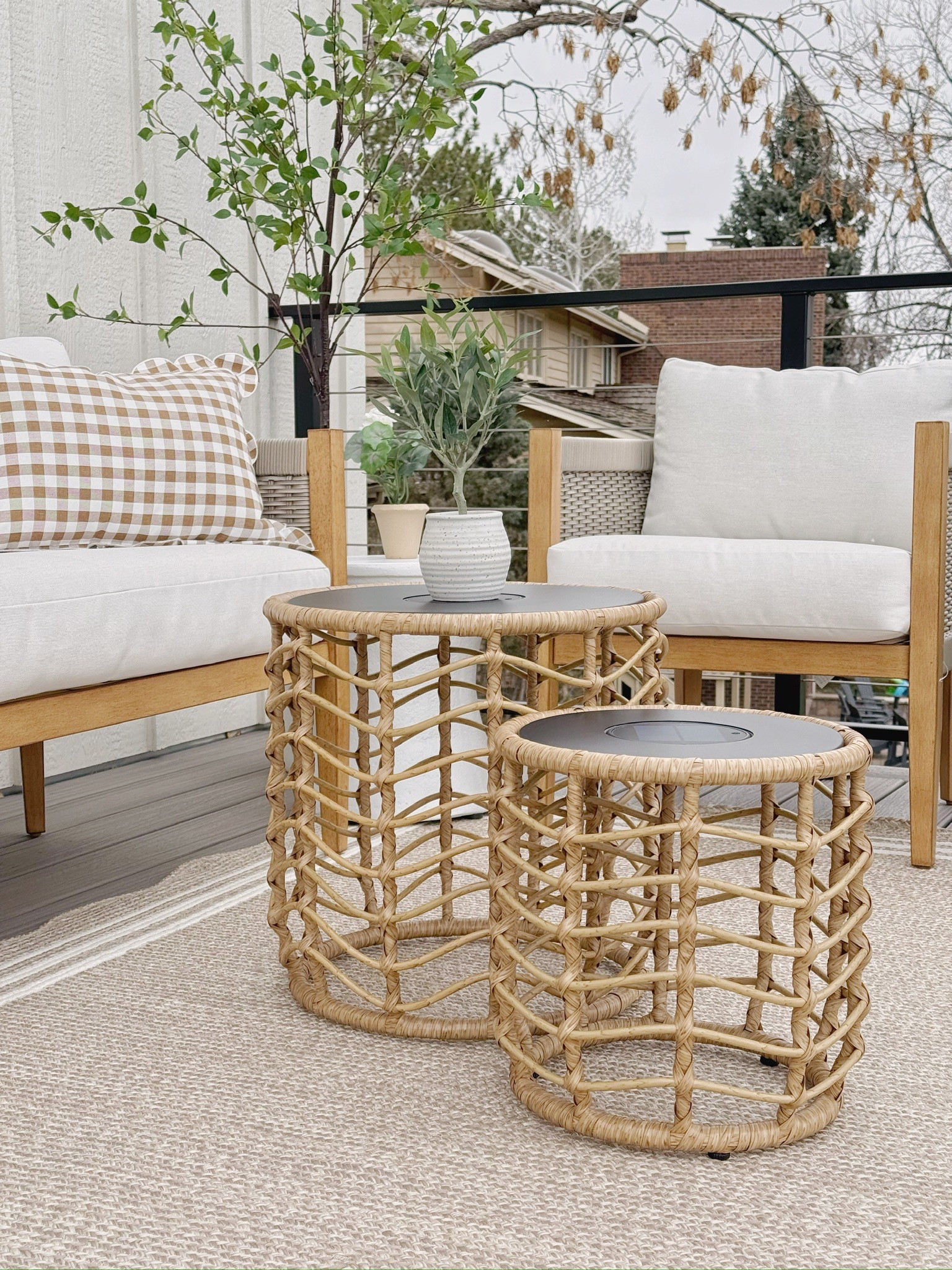 Our patio is officially open for slow mornings and sunny afternoons! Neutral textures, cozy seating, and these woven tables pulling it all together—outdoor living never looked so good!

#LTKStyleTip #LTKHome #LTKSeasonal