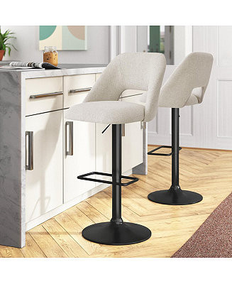 2-Pc. Fabric 360° Swivel Adjustable Barstools | Macy's
