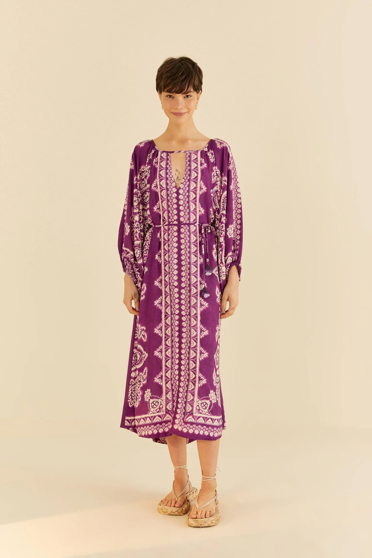 Vestido Longo Lenço Estampado Fleori | Farm Rio (BR)