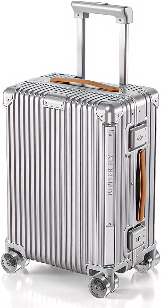 20 Inch Carry On Luggage, Aluminum Frame Zipperless, PC Hard Shell, Silver | Amazon (US)