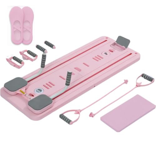 Flo Pilates Portable Reformer, 2025 Pilates Reformer Set, Multi-Purpose Foldable Pilates Reformer Board for Strength, Balance & Flexibility, Full-Body Workouts (Pink) | Amazon (US)