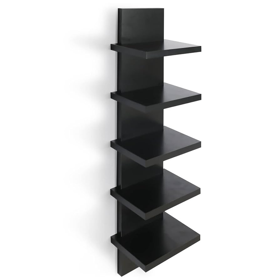 5 Tier Wall Shelves Black, Vertical Column Shelf Floating Storage Home Decor Organizer Design Uti... | Amazon (US)