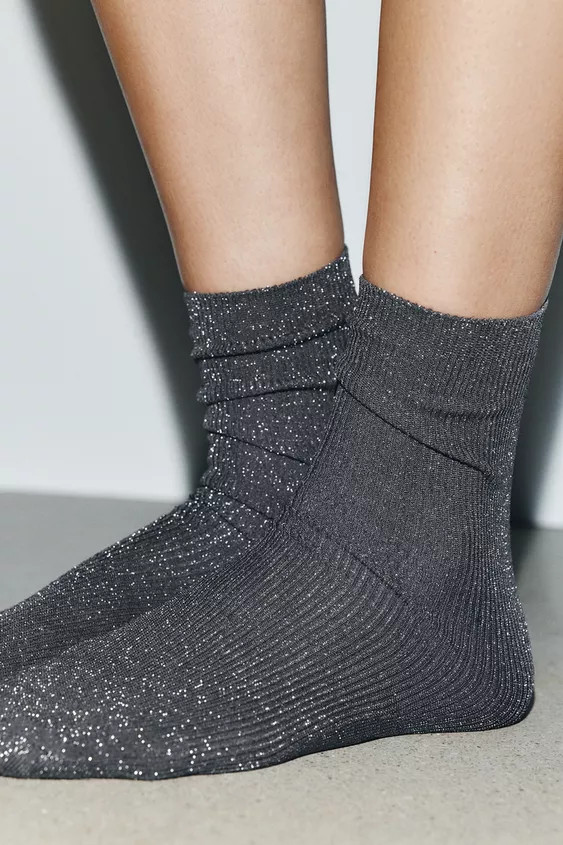 POLYAMIDE SOCKS WITH METALLIC THREAD | Zara US