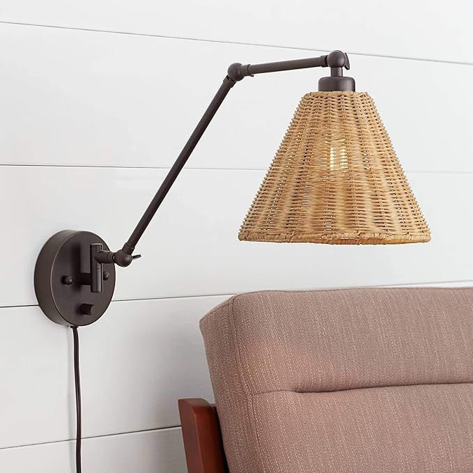 Barnes and Ivy Rowlett Swing Arm Adjustable Wall Mounted Lamp with Cord Bronze Plug-in Light Fixt... | Amazon (US)