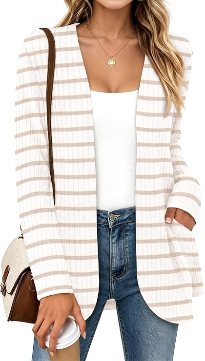 WIHOLL Womens Cardigan Sweaters Open Front Early Fall Casual | Fall Sweaters for Women,Teacher Ou... | Amazon (US)