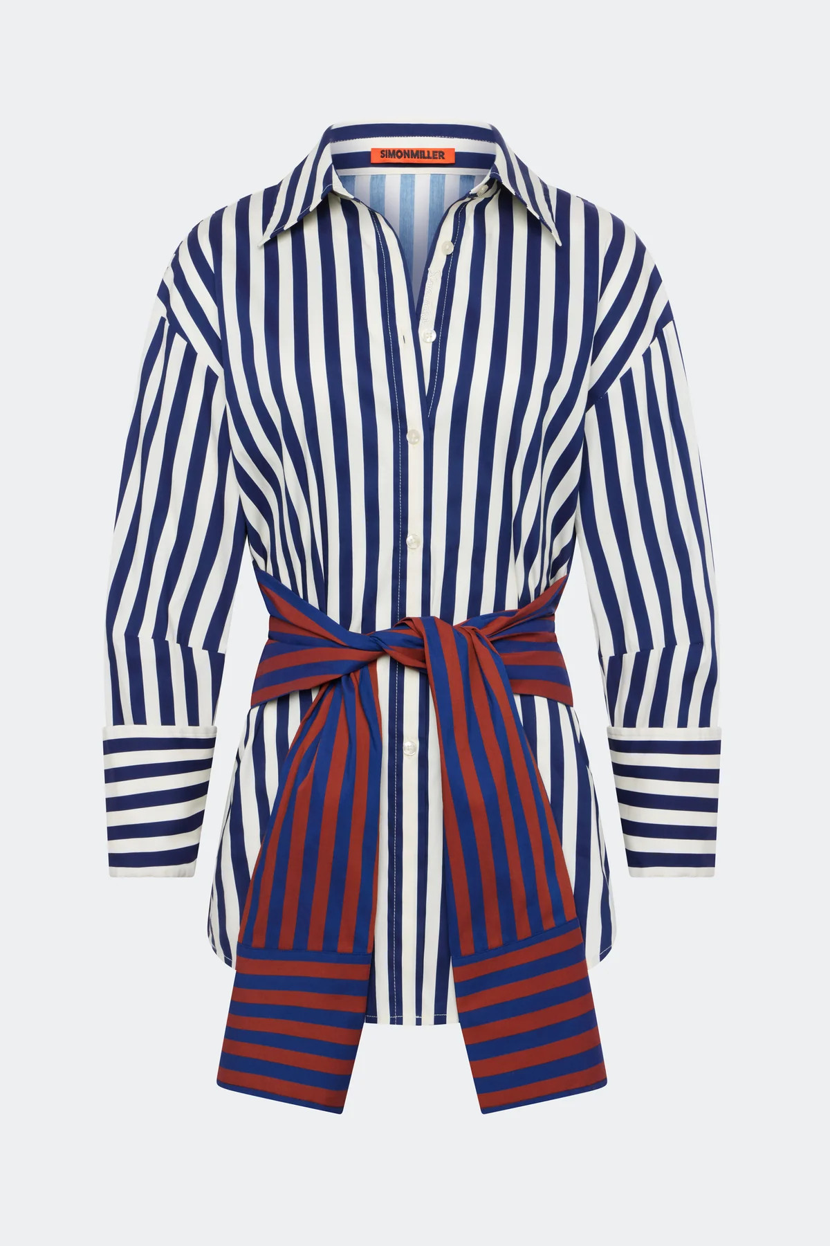 Inna Poplin Top In Navy Stripe Multi | Simon Miller