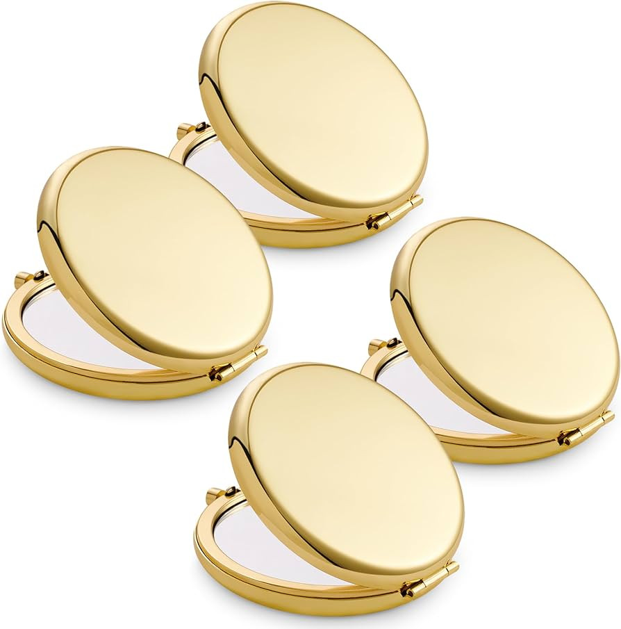 Compact Mirror for Purse, Metal Round Shell, Double-Sided 1X/2X Magnifying, Portable Travel Makeu... | Amazon (US)