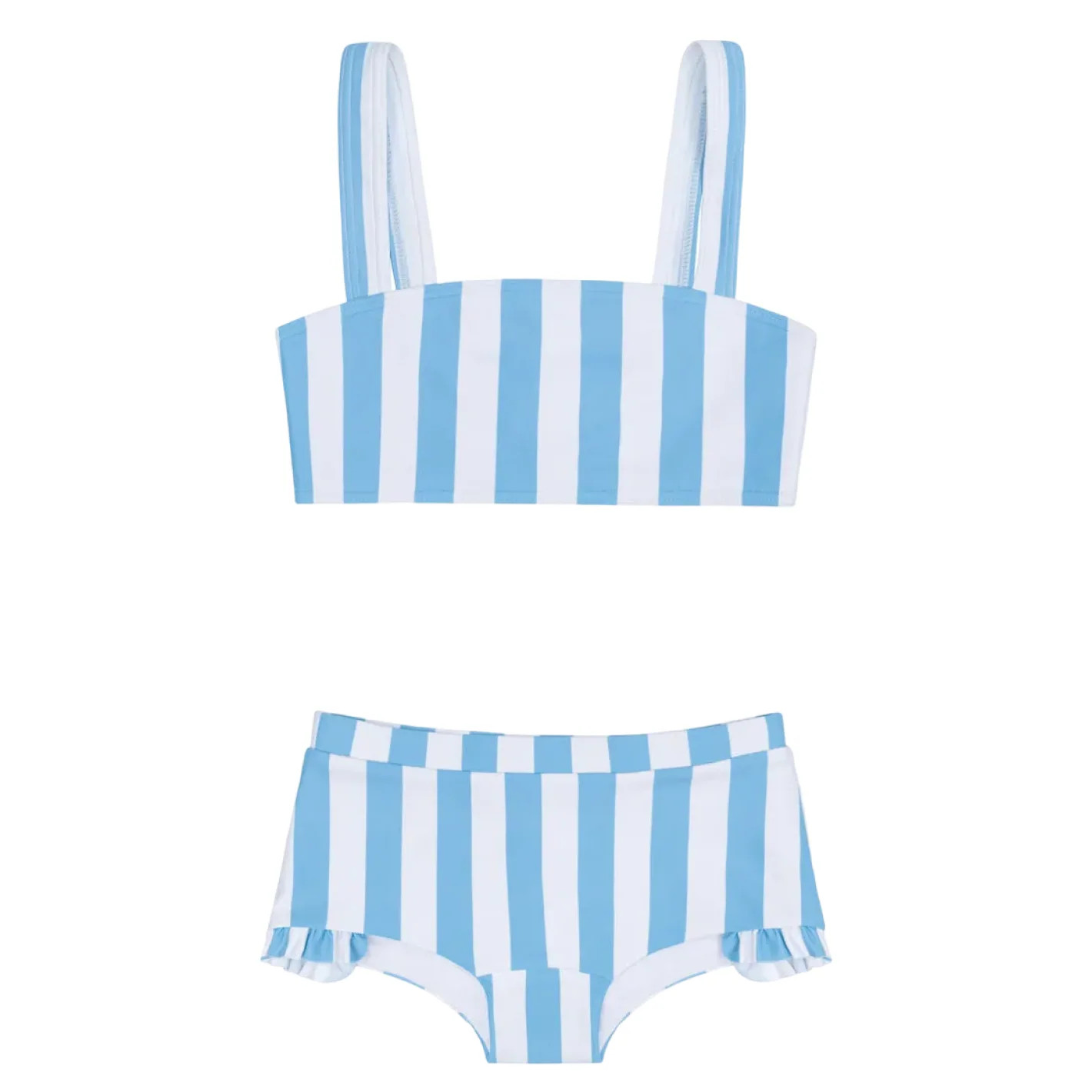girls bay stripe bandeau bikini and swim shorts | Minnow