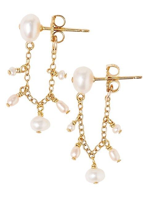 Goldtone & Pearl Connected Chain Earrings | Saks Fifth Avenue