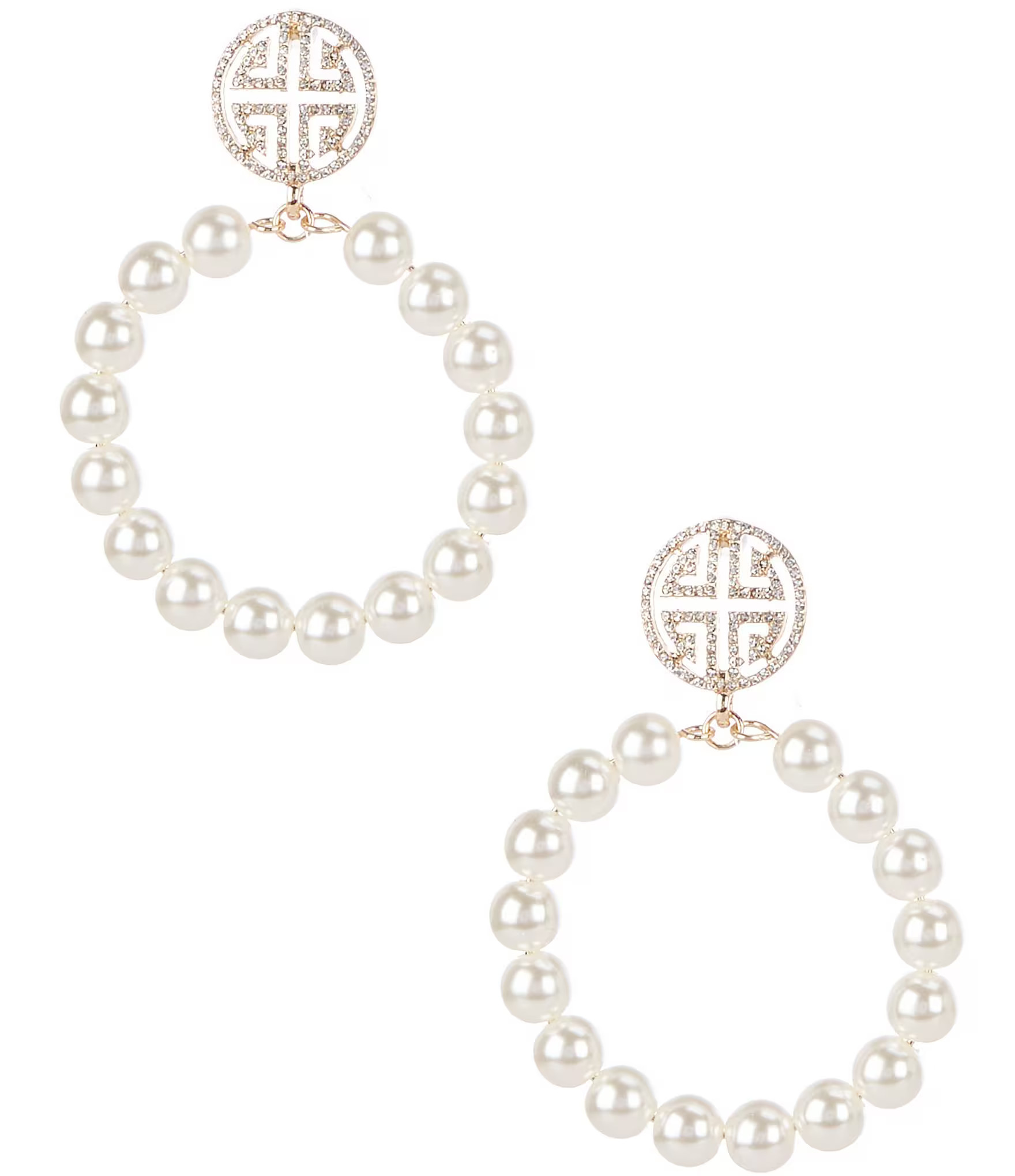 Gemma Layne Geometric Post with Pearl Hoop Drop Earrings | Dillard's | Dillard's
