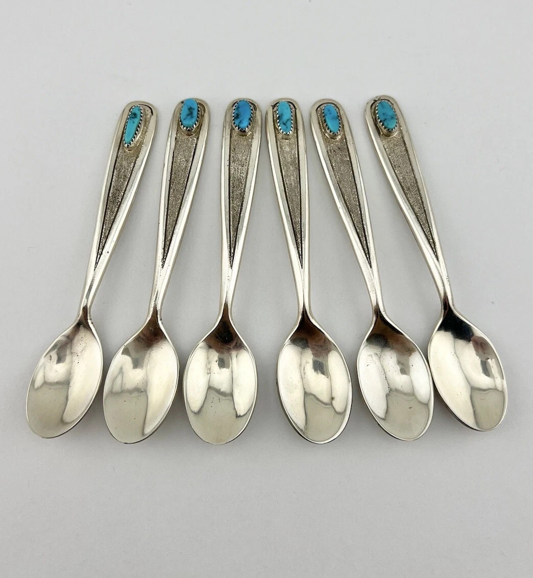 6) Don Platero Navajo Sterling Silver Sleeping Beauty Turquoise Spoon Set 128.6g  | eBay | eBay US