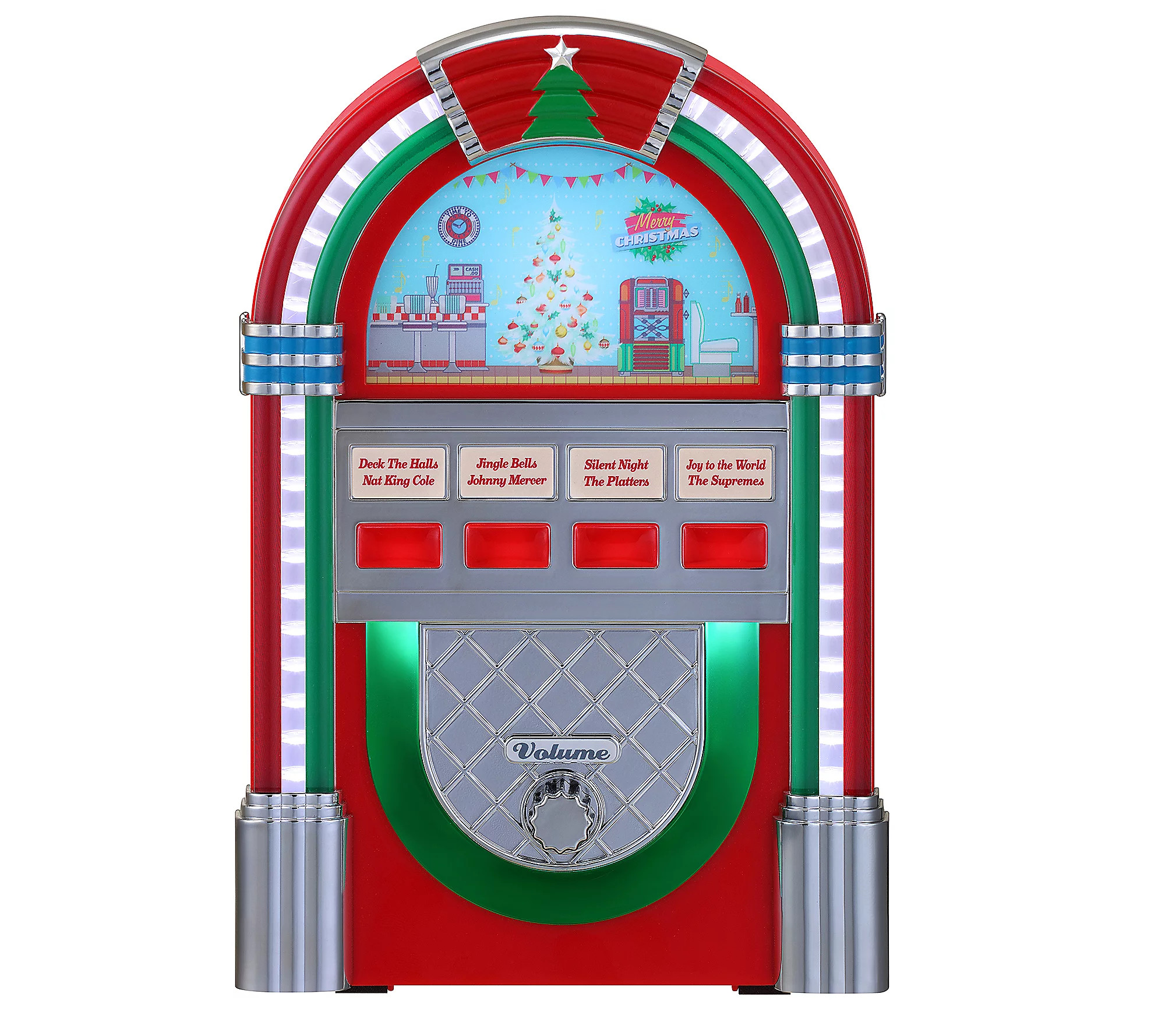 Mr. Christmas 9"" Retro Jukebox - Red | QVC