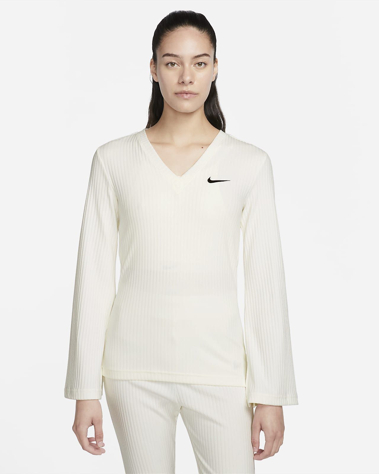 Nike Sportswear Women's Ribbed Jersey Long-Sleeve V-Neck Top. Nike.com | Nike (US)