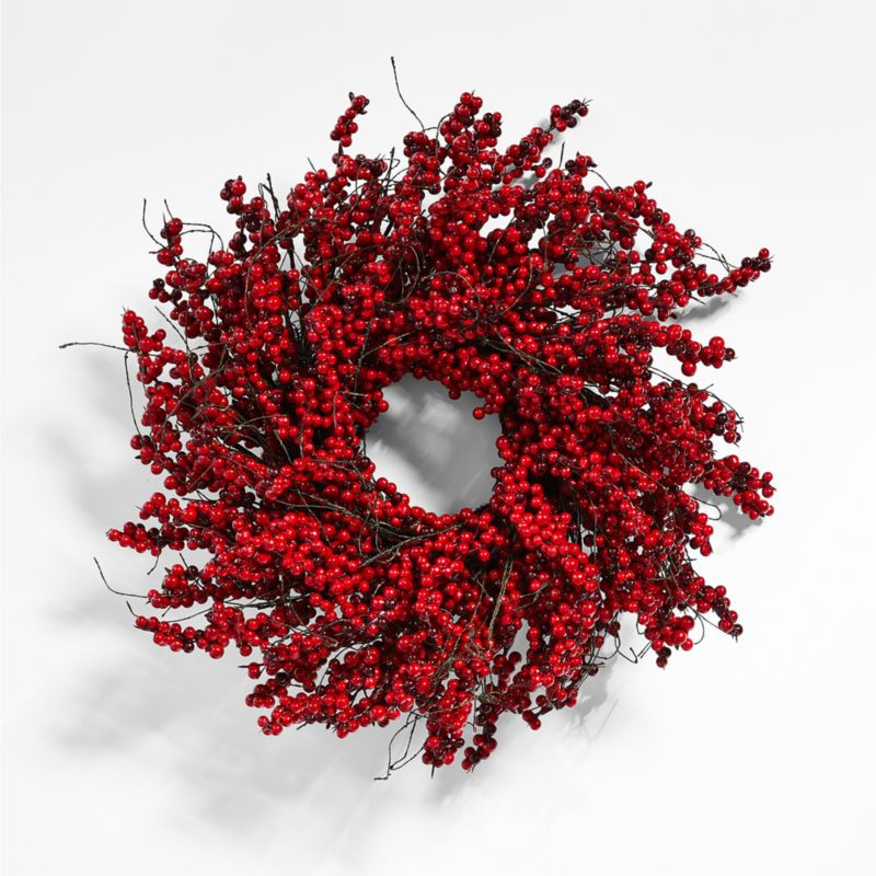 Faux Mini Red Berry Wreath 14" + Reviews | Crate & Barrel | Crate & Barrel