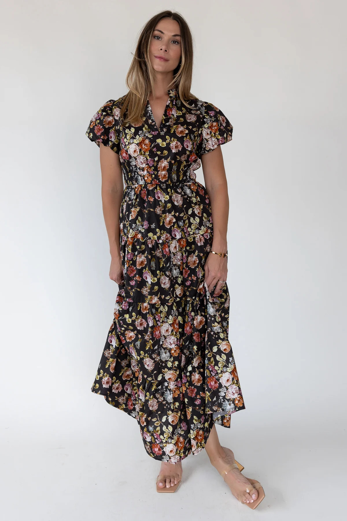 Britton Chocolate Floral Maxi Dress | JO+CO